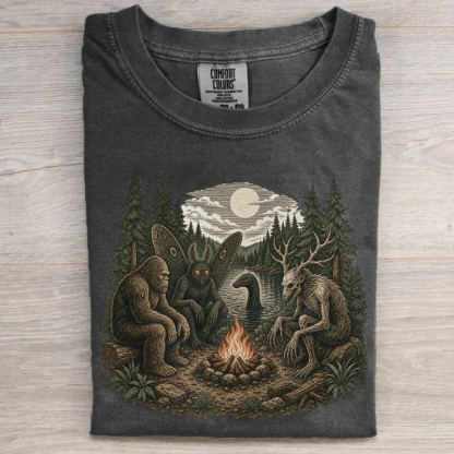 Funny Bigfoot Mothman Camping T-shirt