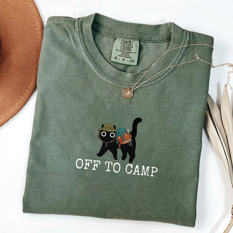 Off To Camp Black Cat T-shirt