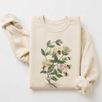 Vintage Honeysuckle Flower Bee Sweatshirt