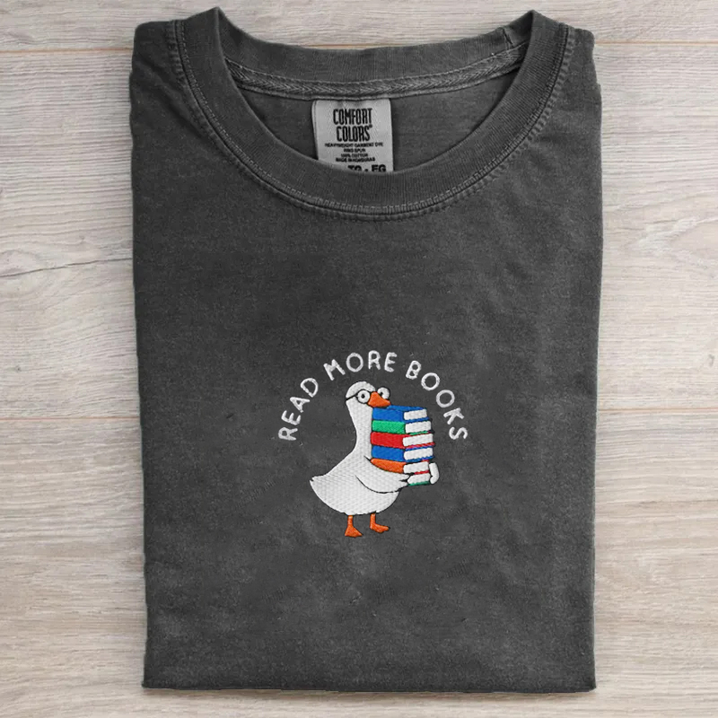 Embroidered Goose Read More Books T-shirt