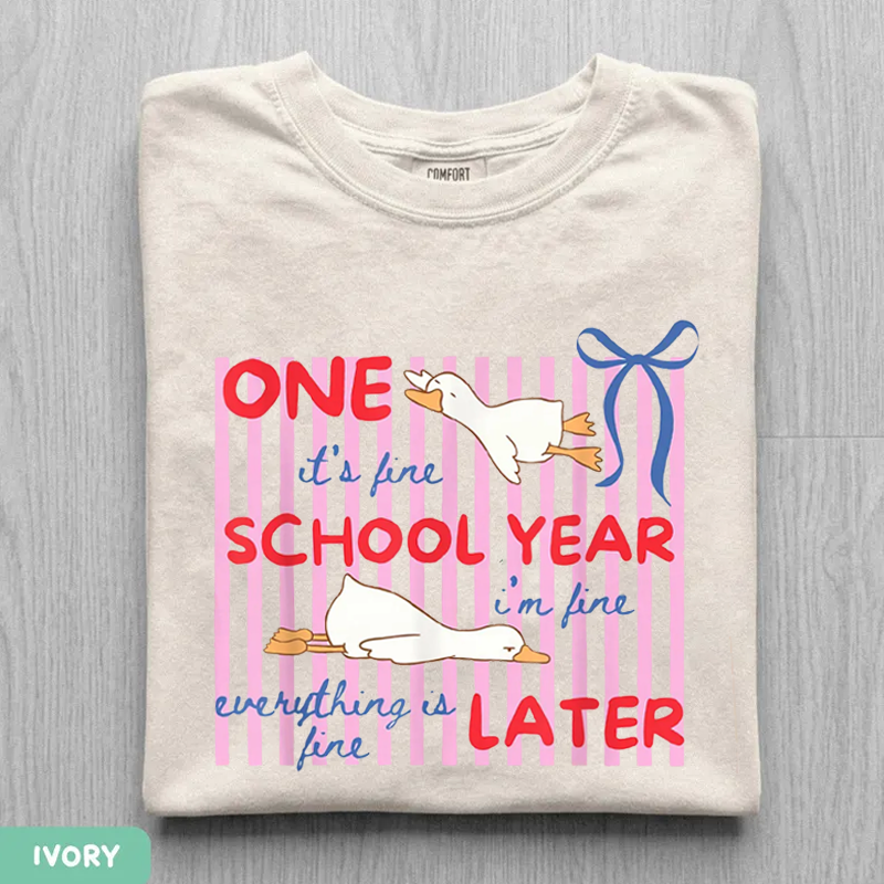 Striped One School Year Later Funny Goose T-shirt