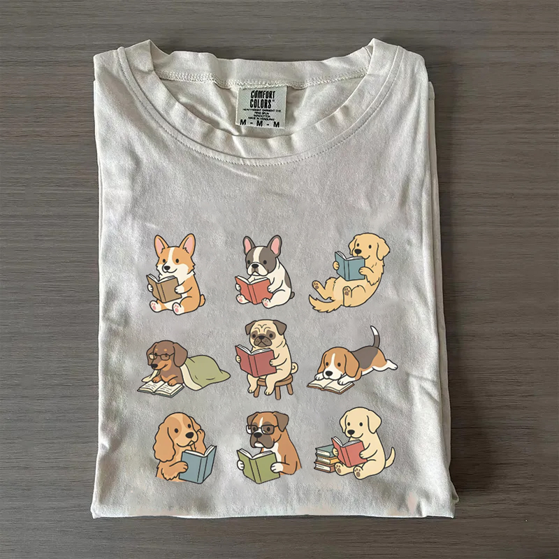 Funny Dog Reading T-shirt