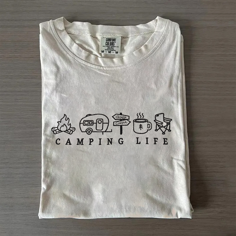 Embroidered Camping Life T-shirt