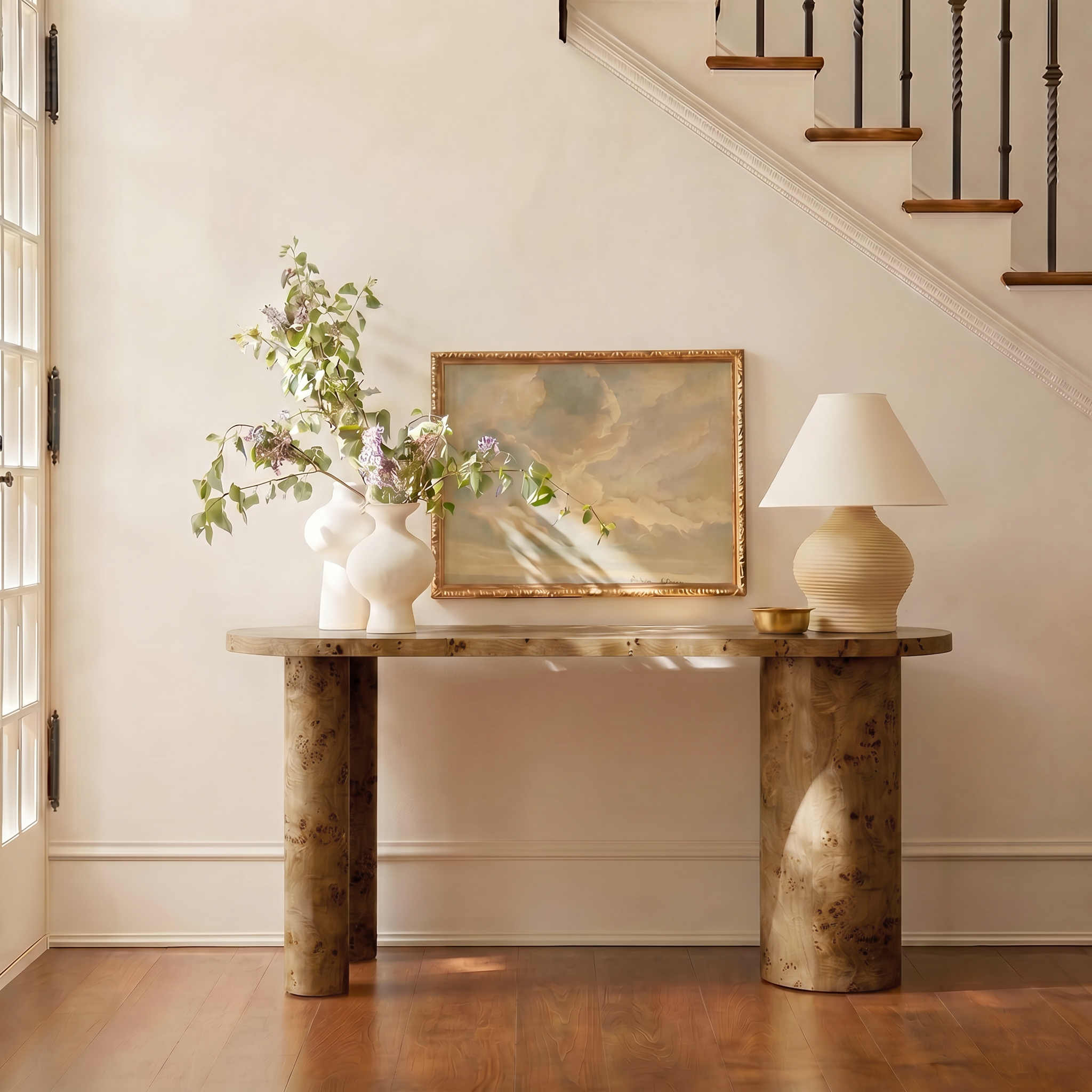 Isaac Modern Burl Wood Desk with Sculptural Curves