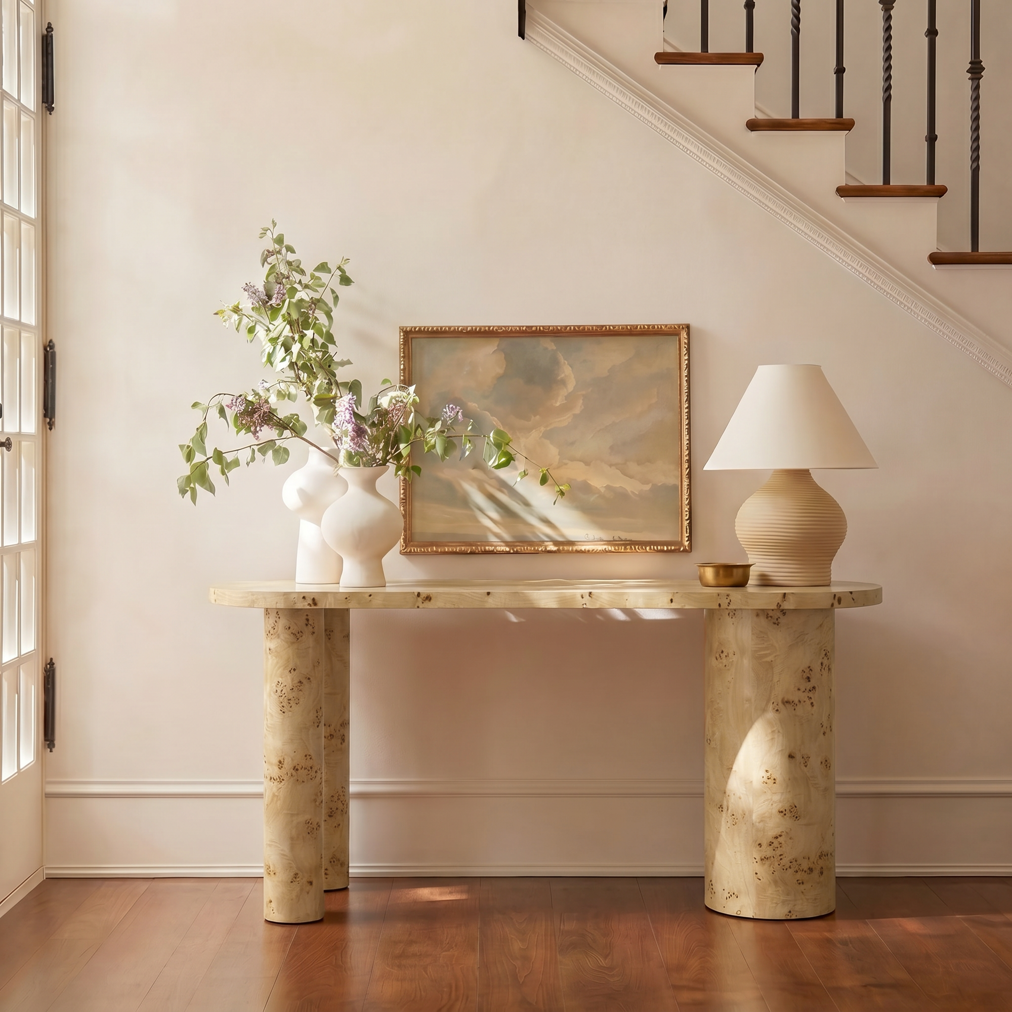 Isaac Modern Burl Wood Desk with Sculptural Curves