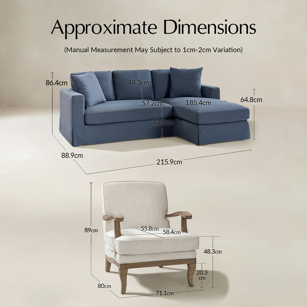 Hadley 2-Piece Living Room Set With Corner sofa And Armchair