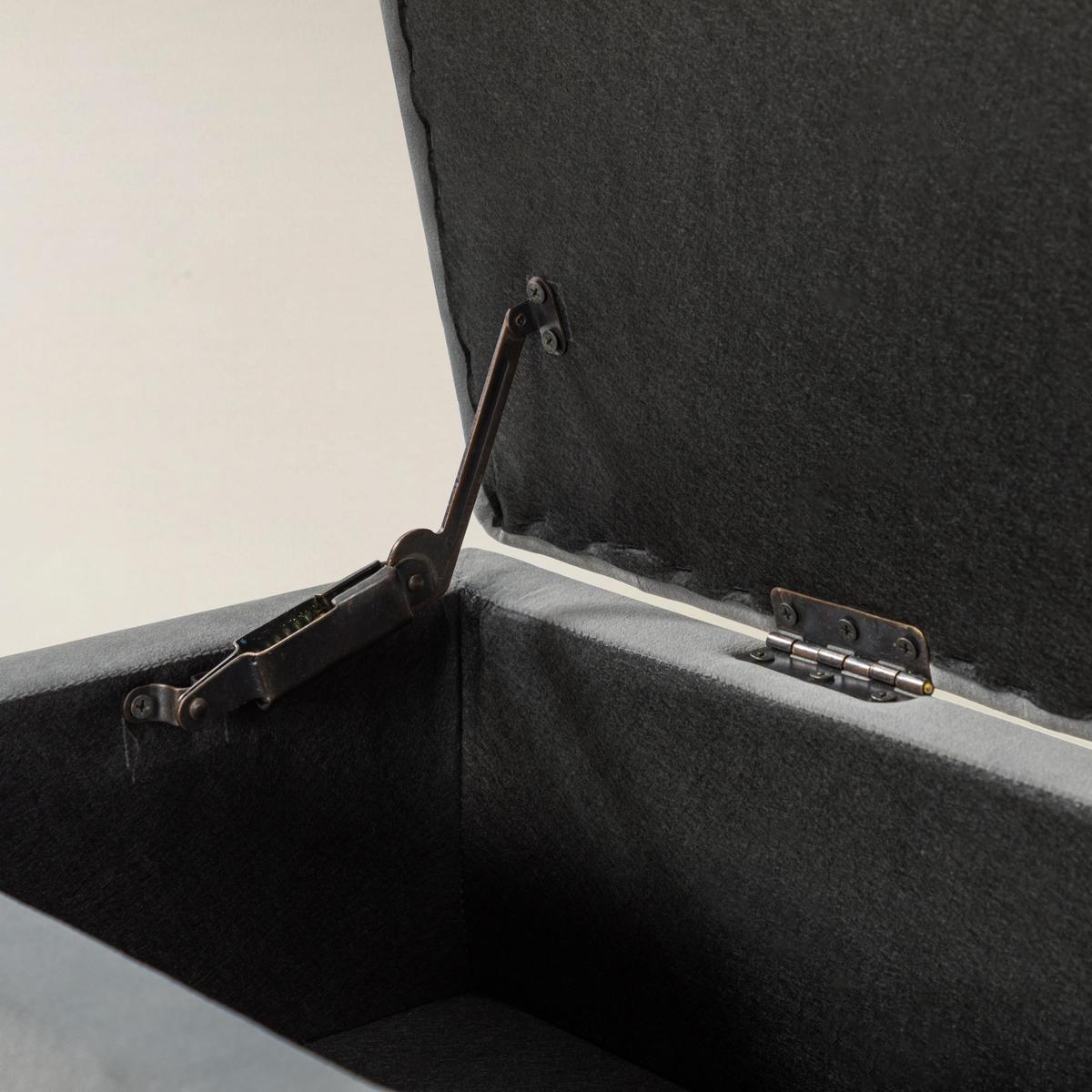 Lenore Velvet Upholstered Storage Bench with Gold Base & Nailhead Trim