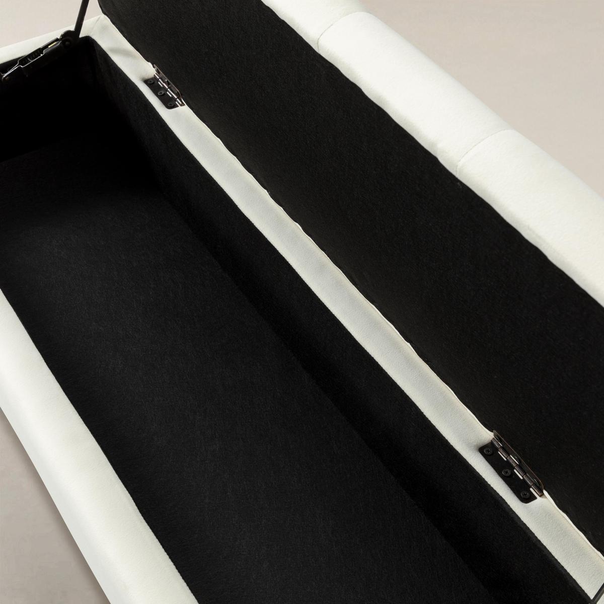 Lenore Velvet Upholstered Storage Bench with Gold Base & Nailhead Trim