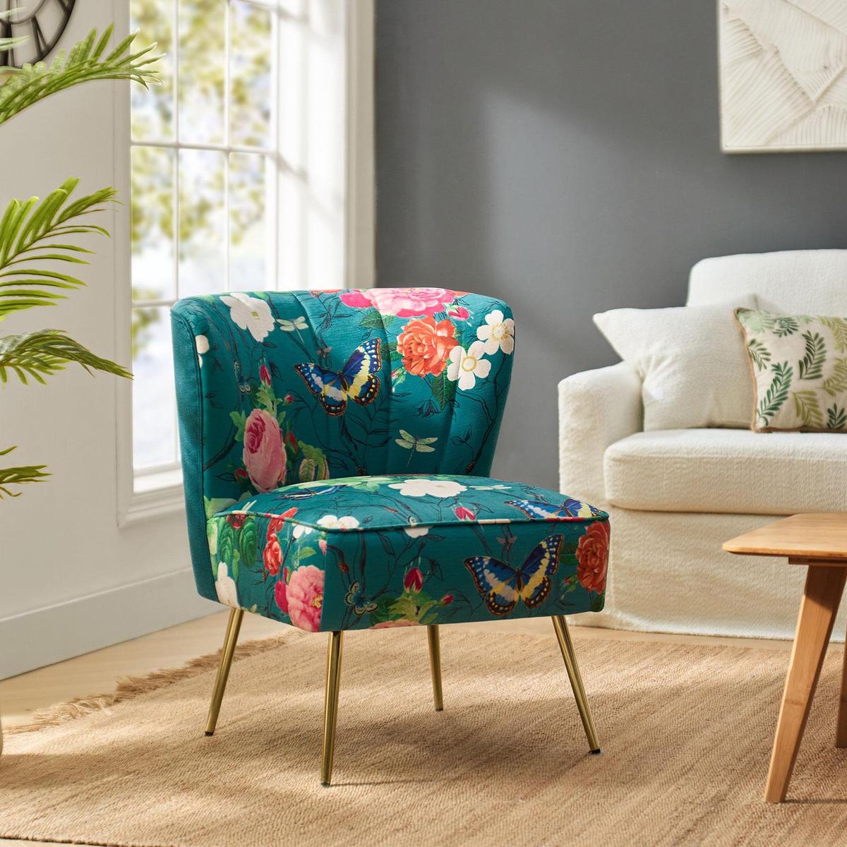 Coraline Elegant Comfort in a Wingback Floral Accent Chair