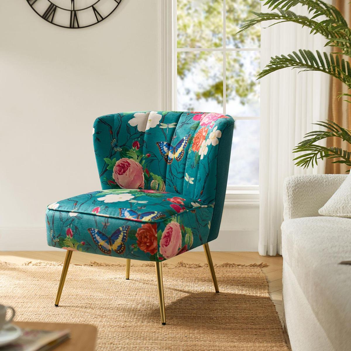 Coraline Elegant Comfort in a Wingback Floral Accent Chair
