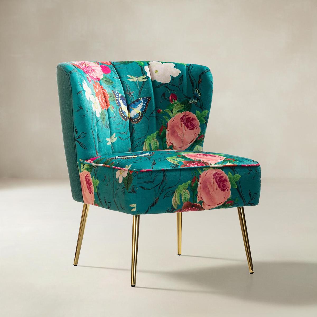 Coraline Elegant Comfort in a Wingback Floral Accent Chair