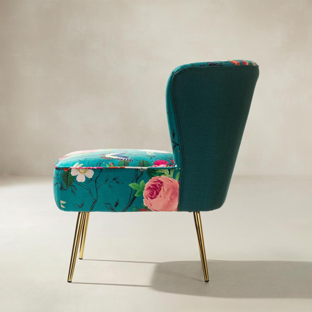 Coraline Elegant Comfort in a Wingback Floral Accent Chair