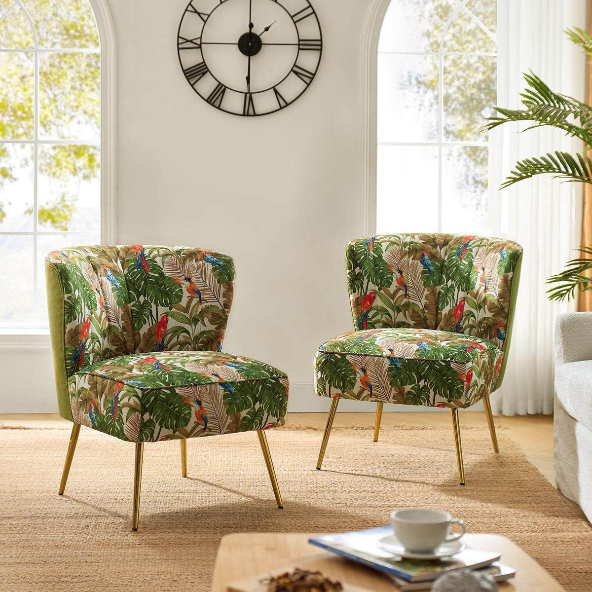 Coraline Elegant Comfort in a Wingback Floral Accent Chair