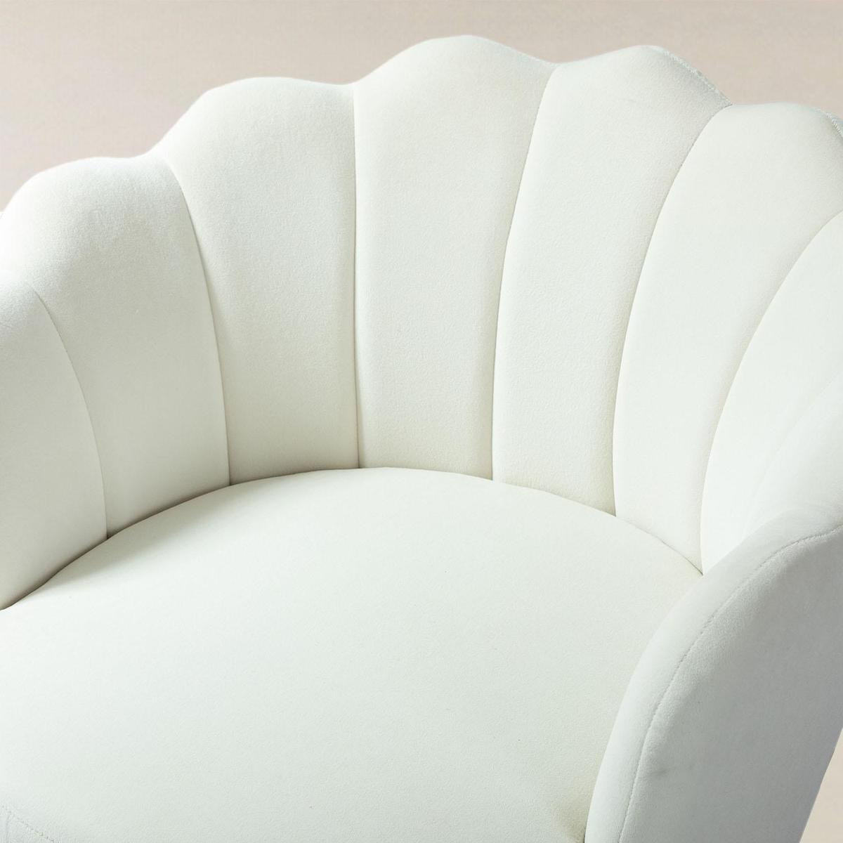 Evelia Velvet Scalloped Barrel Chair with Shell Shaped Back