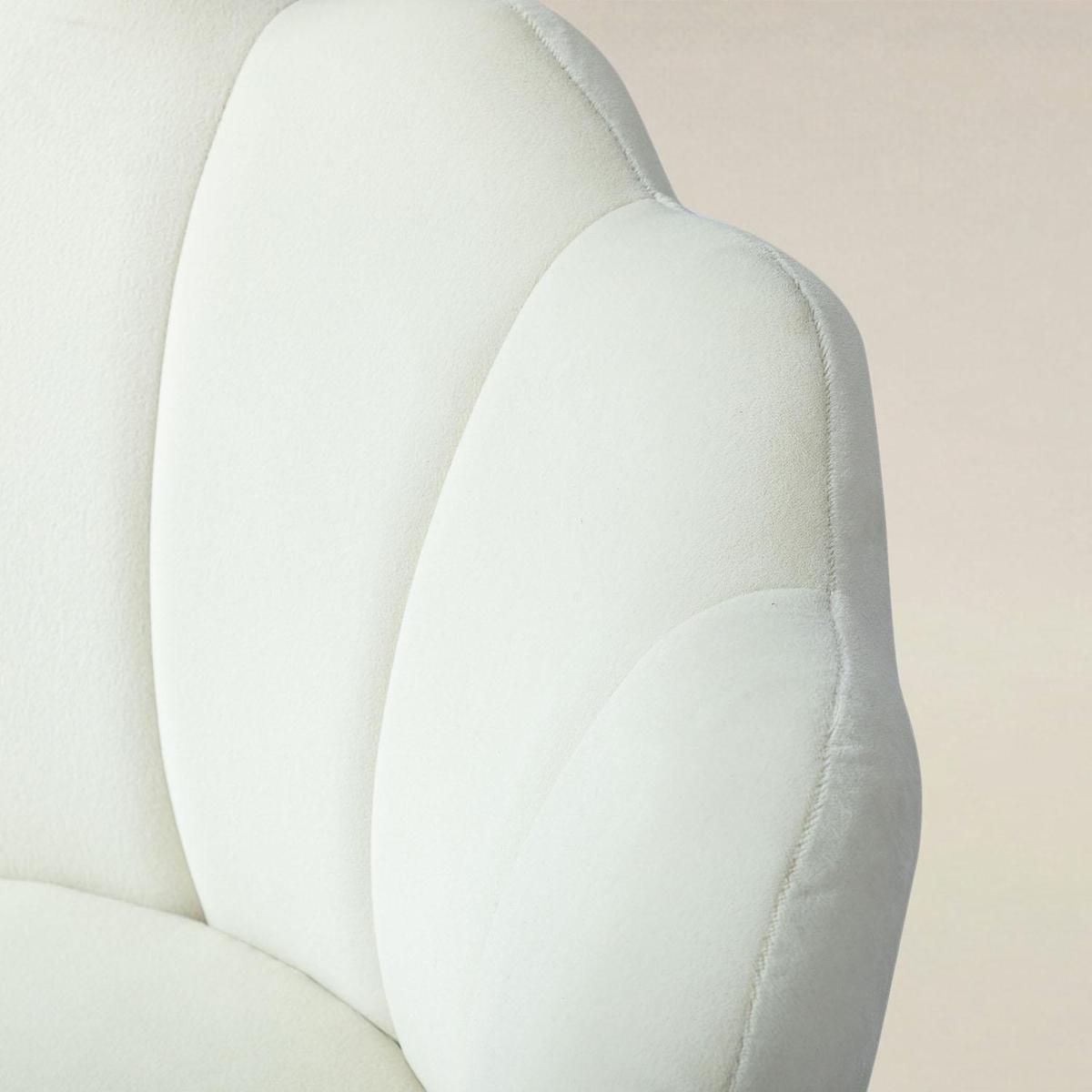 Evelia Velvet Scalloped Barrel Chair with Shell Shaped Back