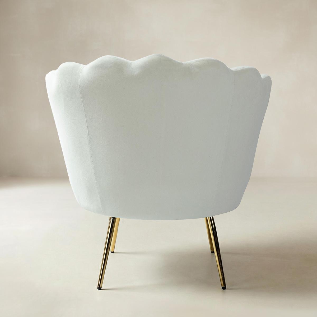 Evelia Velvet Scalloped Barrel Chair with Shell Shaped Back