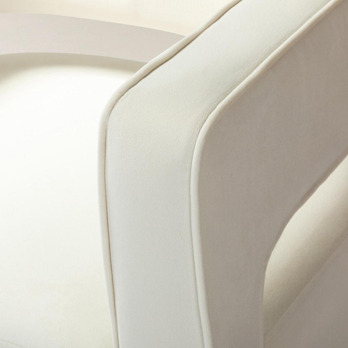 Agata Modern Velvet Swivel Barrel Armchair with 3D Curved Open Back