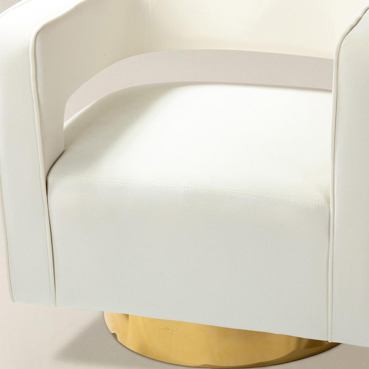 Agata Modern Velvet Swivel Barrel Armchair with 3D Curved Open Back