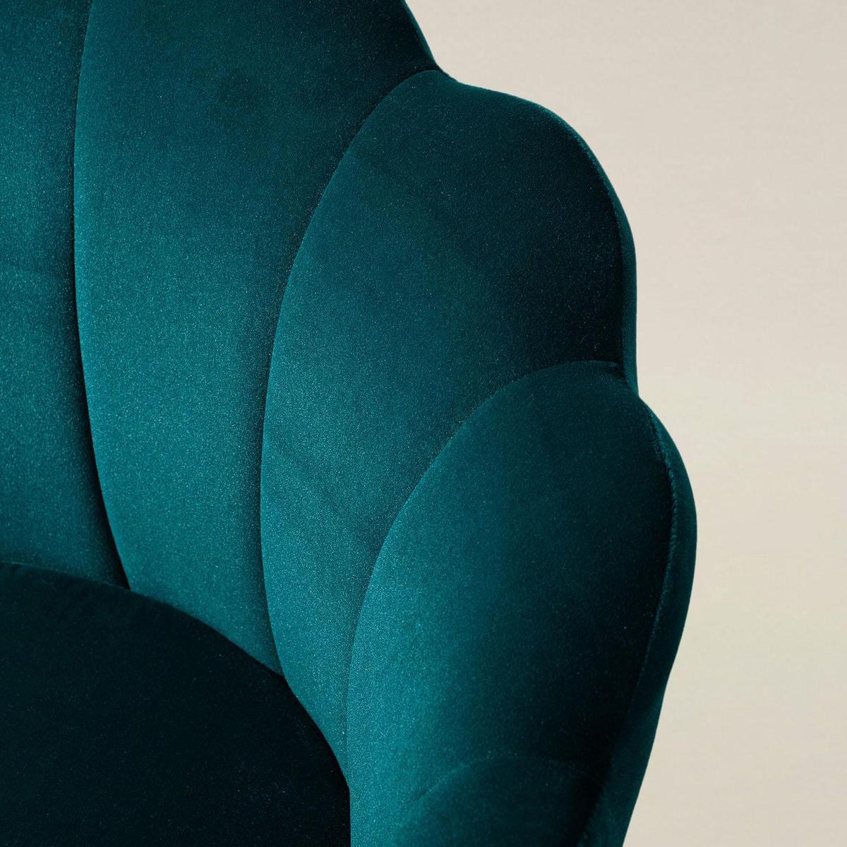 Evelia Velvet Scalloped Barrel Chair with Shell Shaped Back