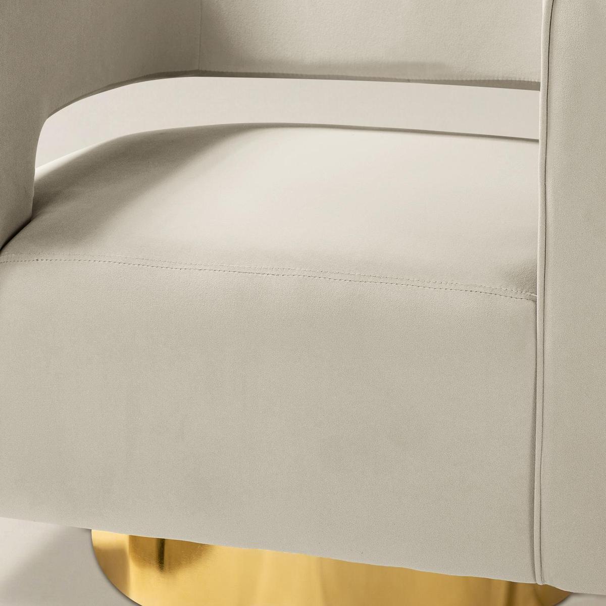 Agata Modern Velvet Swivel Barrel Armchair with 3D Curved Open Back