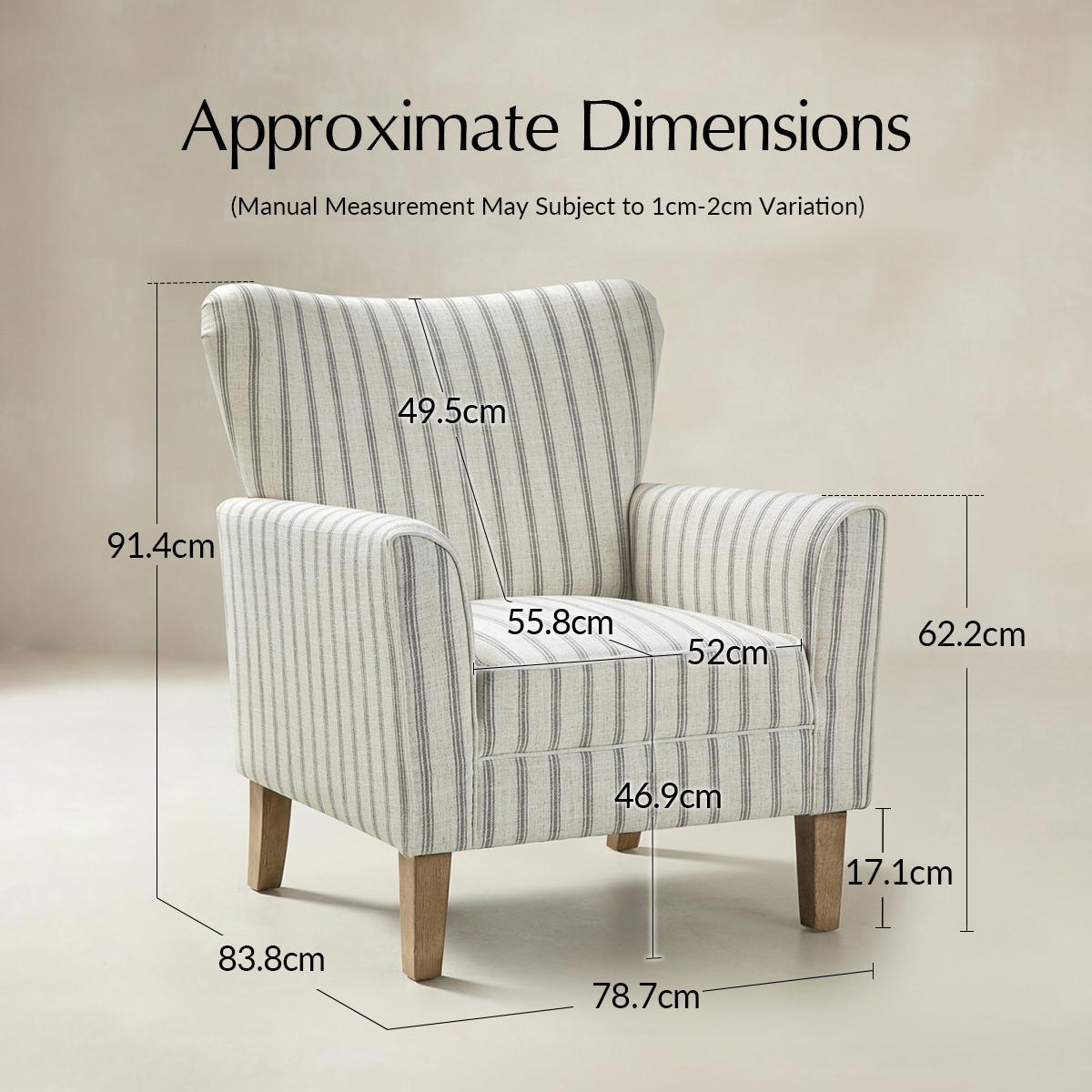 Rachel Nautical Stripe Design Wingback Armchair
