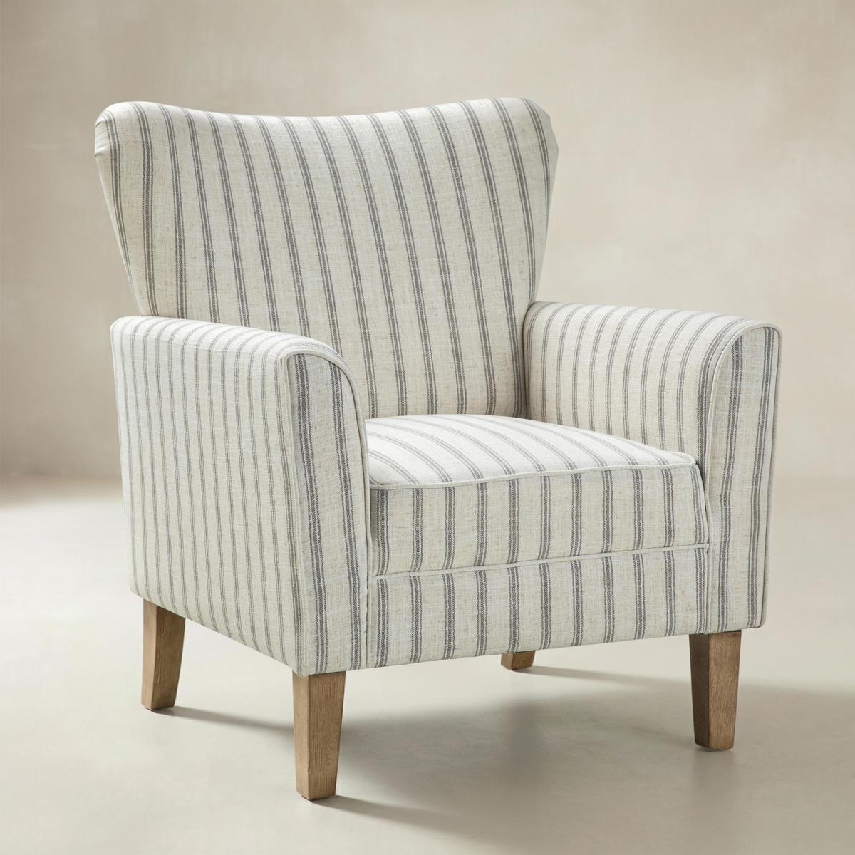 Rachel Nautical Stripe Design Wingback Armchair