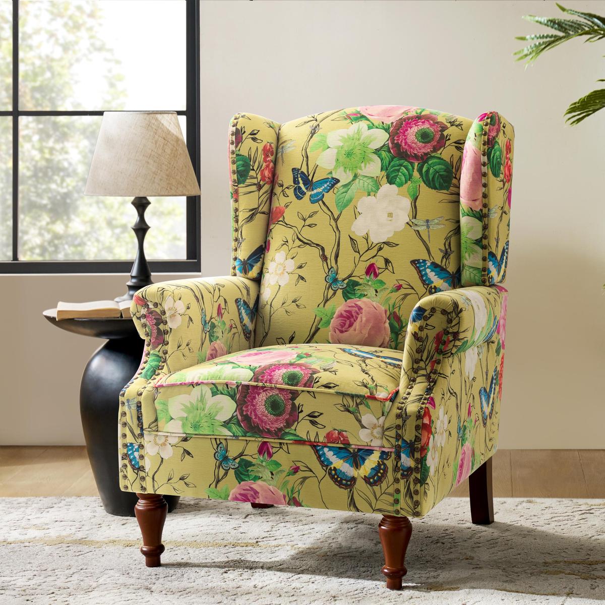 Felix Wingback Armchair with Sturdy Spindle Legs