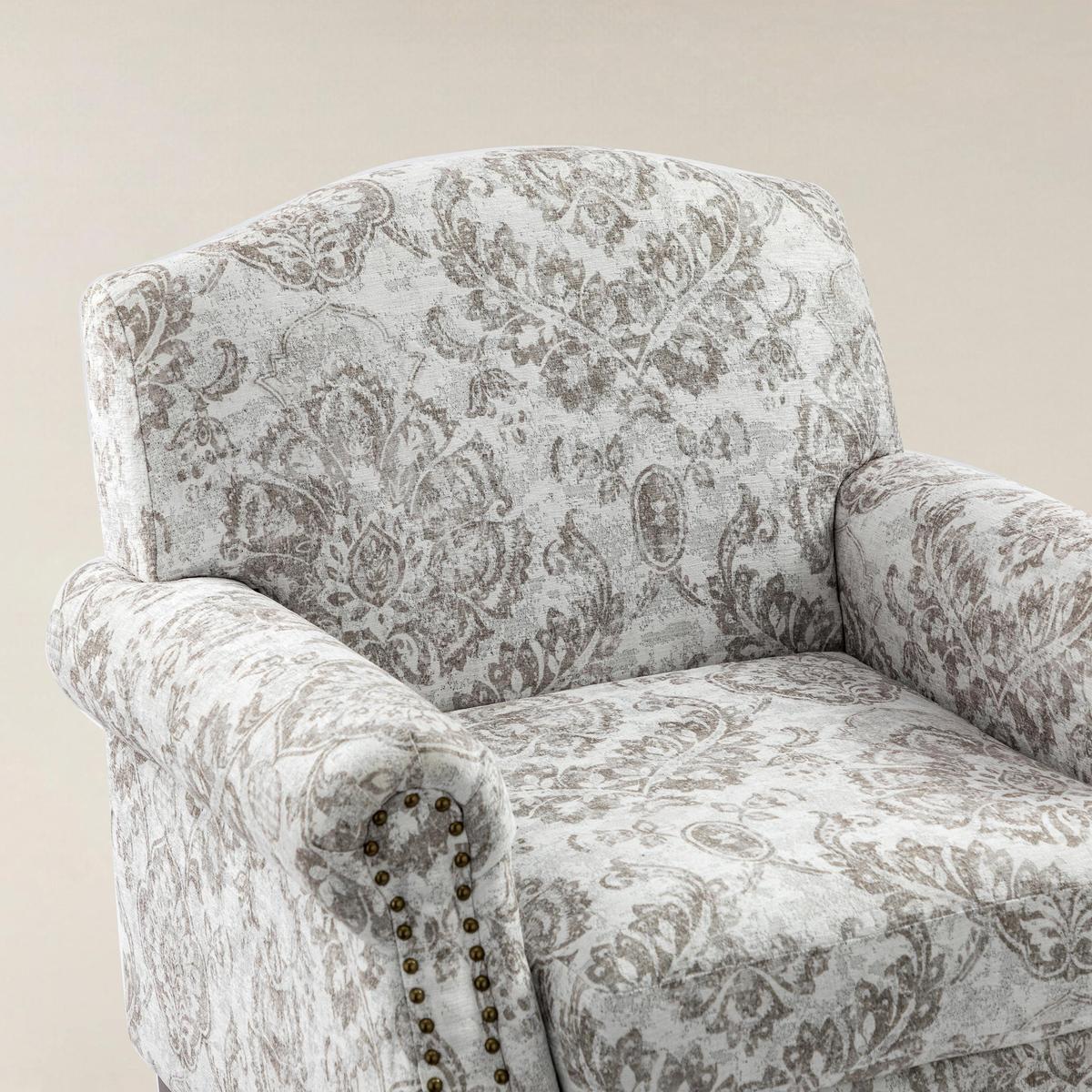 Matteo Floral Upholstered Accent Armchair with Nailhead Trim