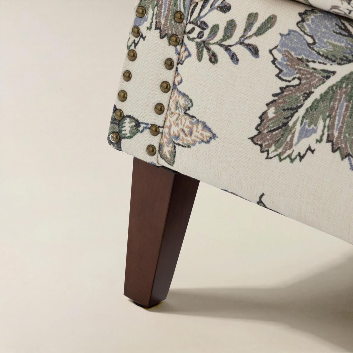 Matteo Floral Upholstered Accent Armchair with Nailhead Trim