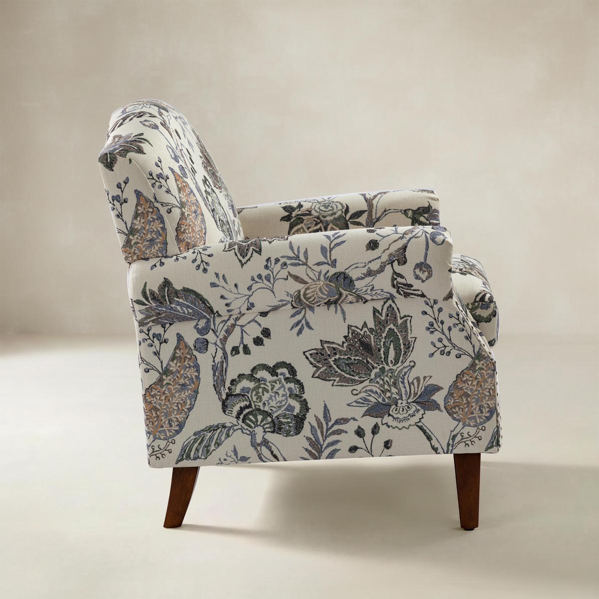 Matteo Floral Upholstered Accent Armchair with Nailhead Trim