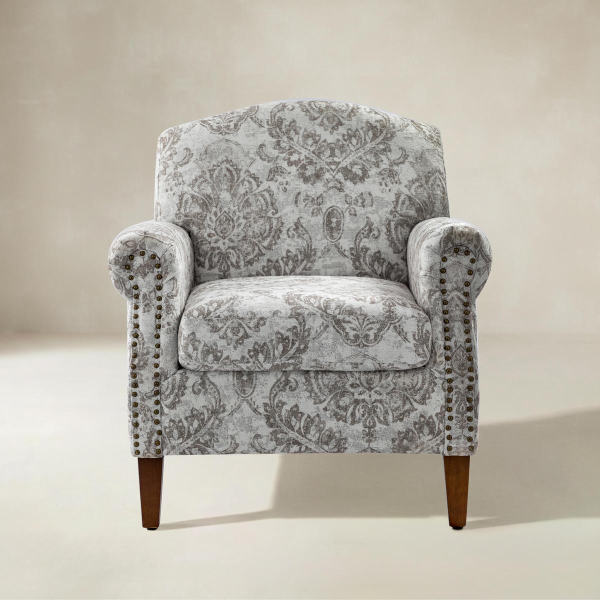 Matteo Floral Upholstered Accent Armchair with Nailhead Trim