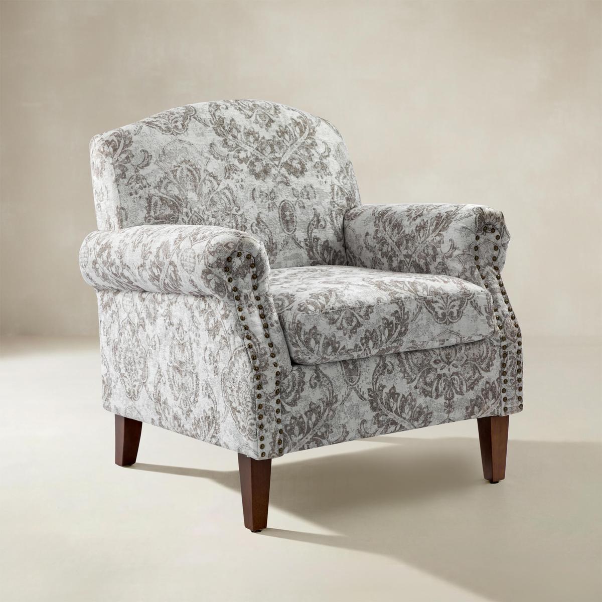 Matteo Floral Upholstered Accent Armchair with Nailhead Trim