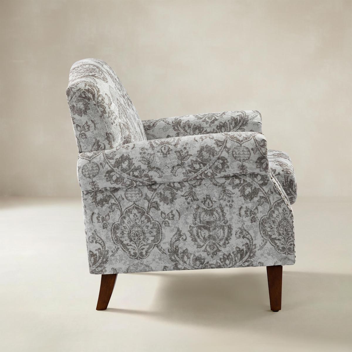 Matteo Floral Upholstered Accent Armchair with Nailhead Trim