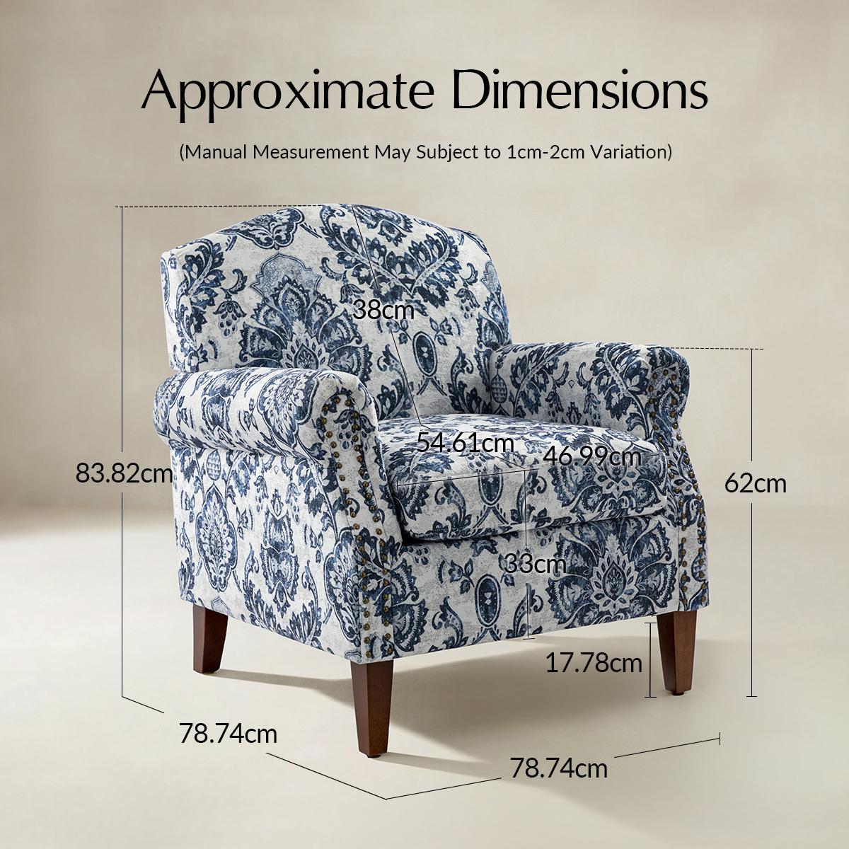 Matteo Floral Upholstered Accent Armchair with Nailhead Trim