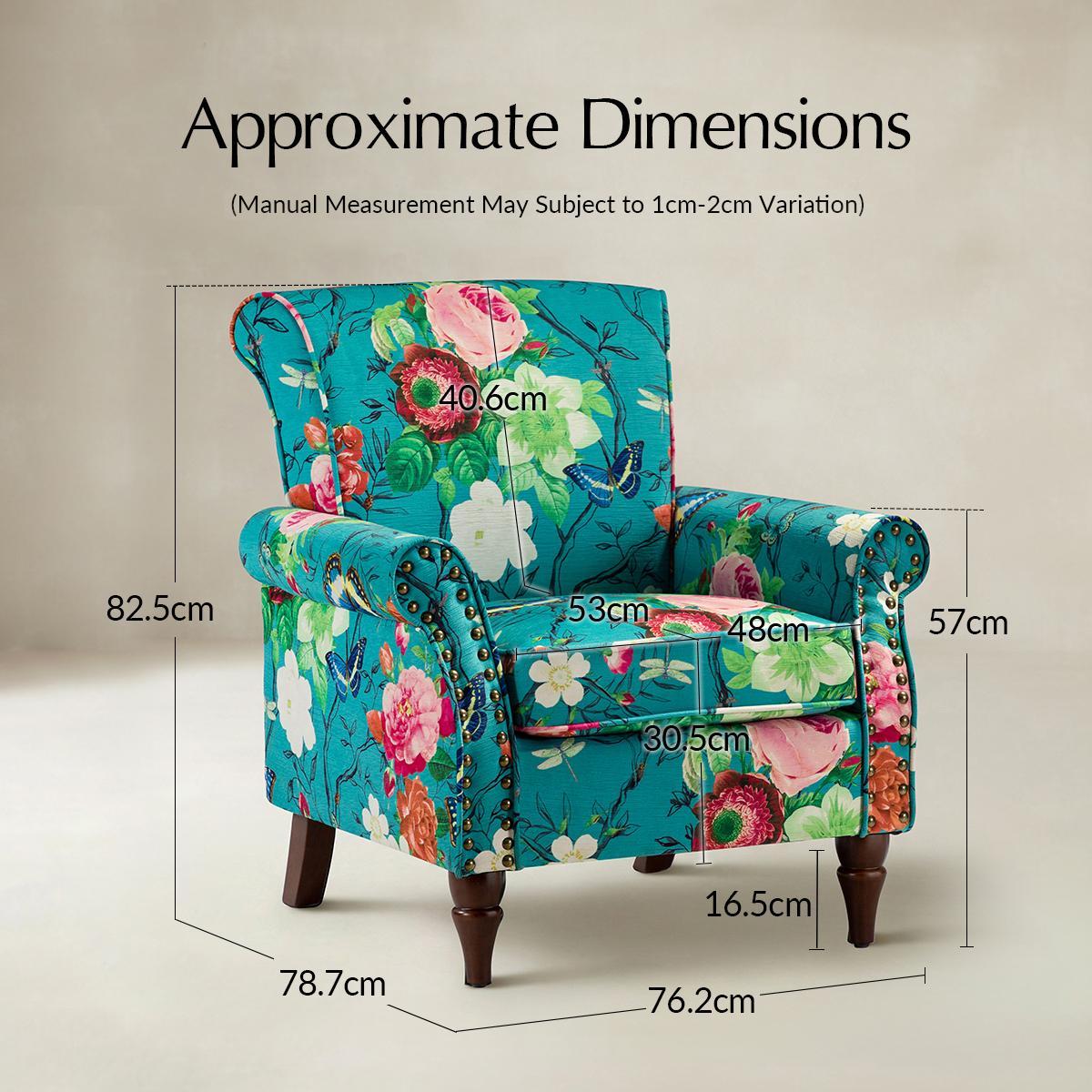 Artemisa Modern Floral Pattern Upholstered Wingback Armchair