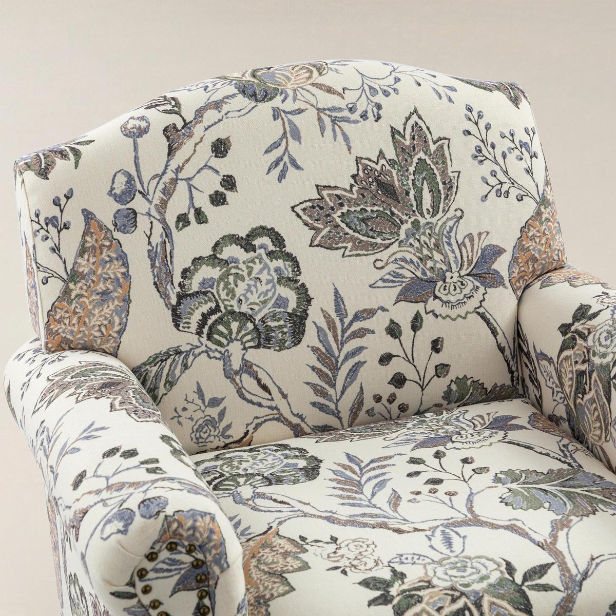 Matteo Floral Upholstered Accent Armchair with Nailhead Trim