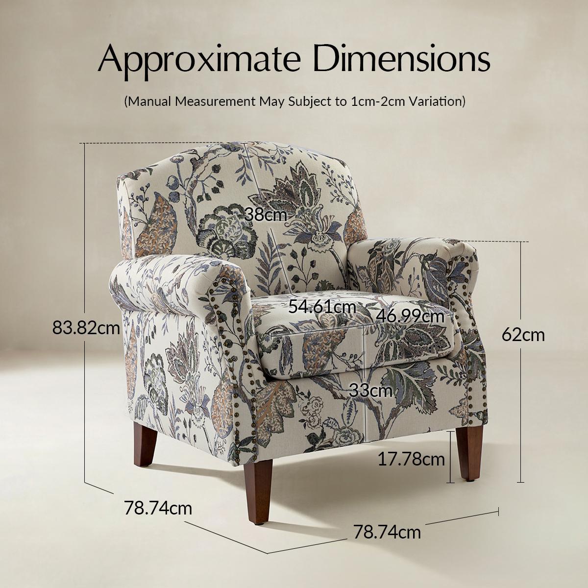Matteo Floral Upholstered Accent Armchair with Nailhead Trim