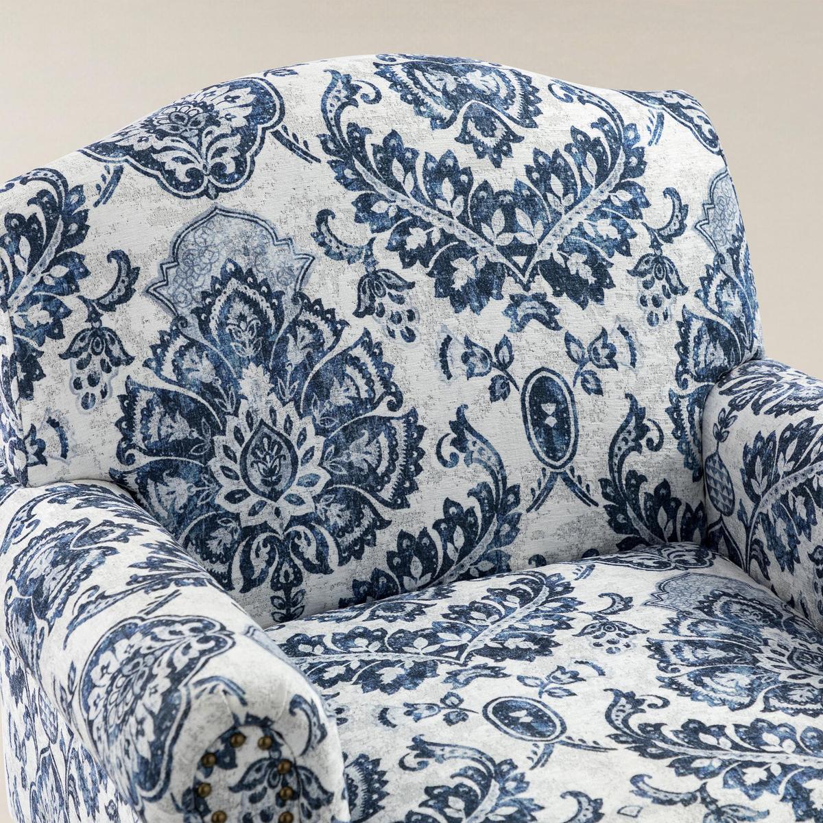 Matteo Floral Upholstered Accent Armchair with Nailhead Trim