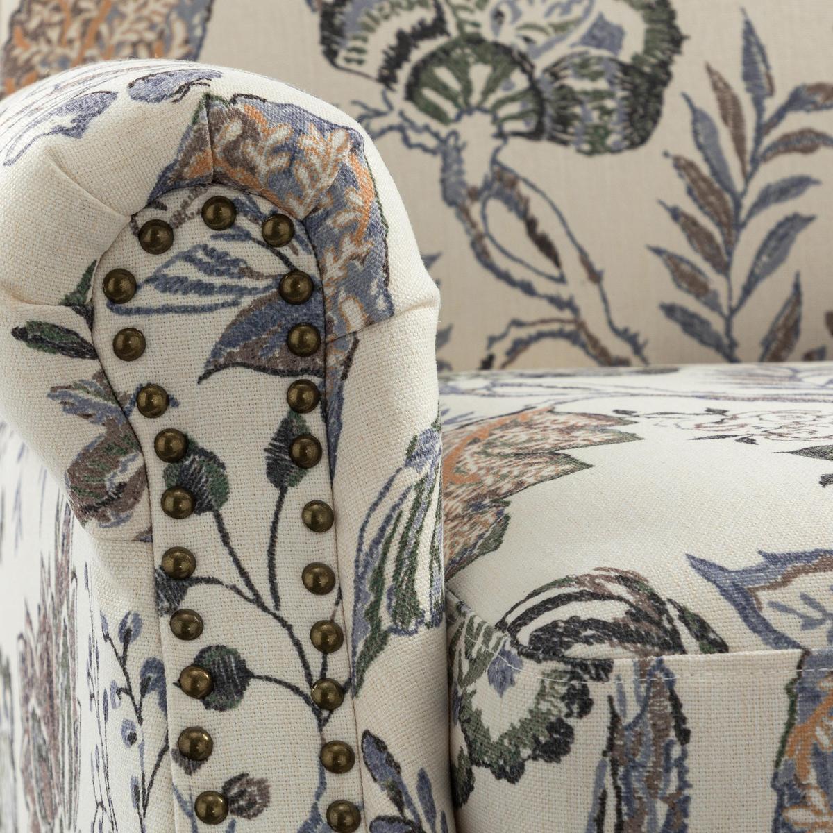 Matteo Floral Upholstered Accent Armchair with Nailhead Trim