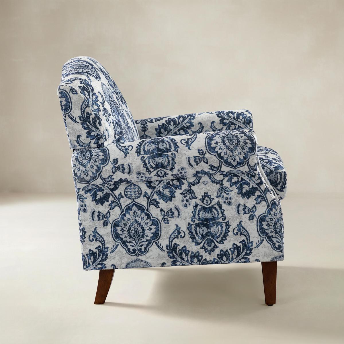 Matteo Floral Upholstered Accent Armchair with Nailhead Trim