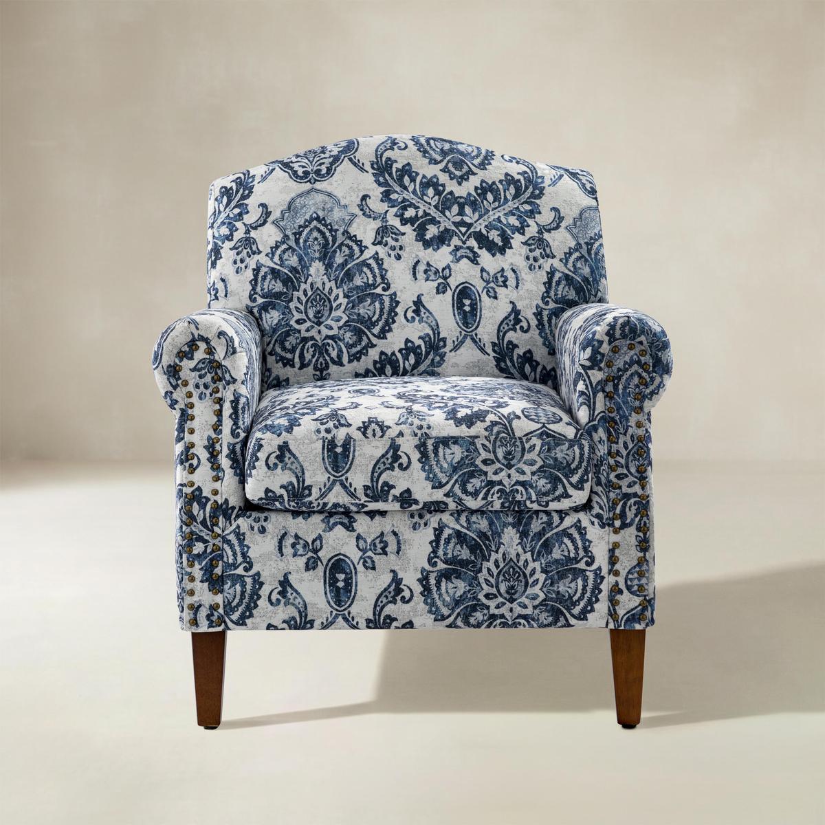 Matteo Floral Upholstered Accent Armchair with Nailhead Trim