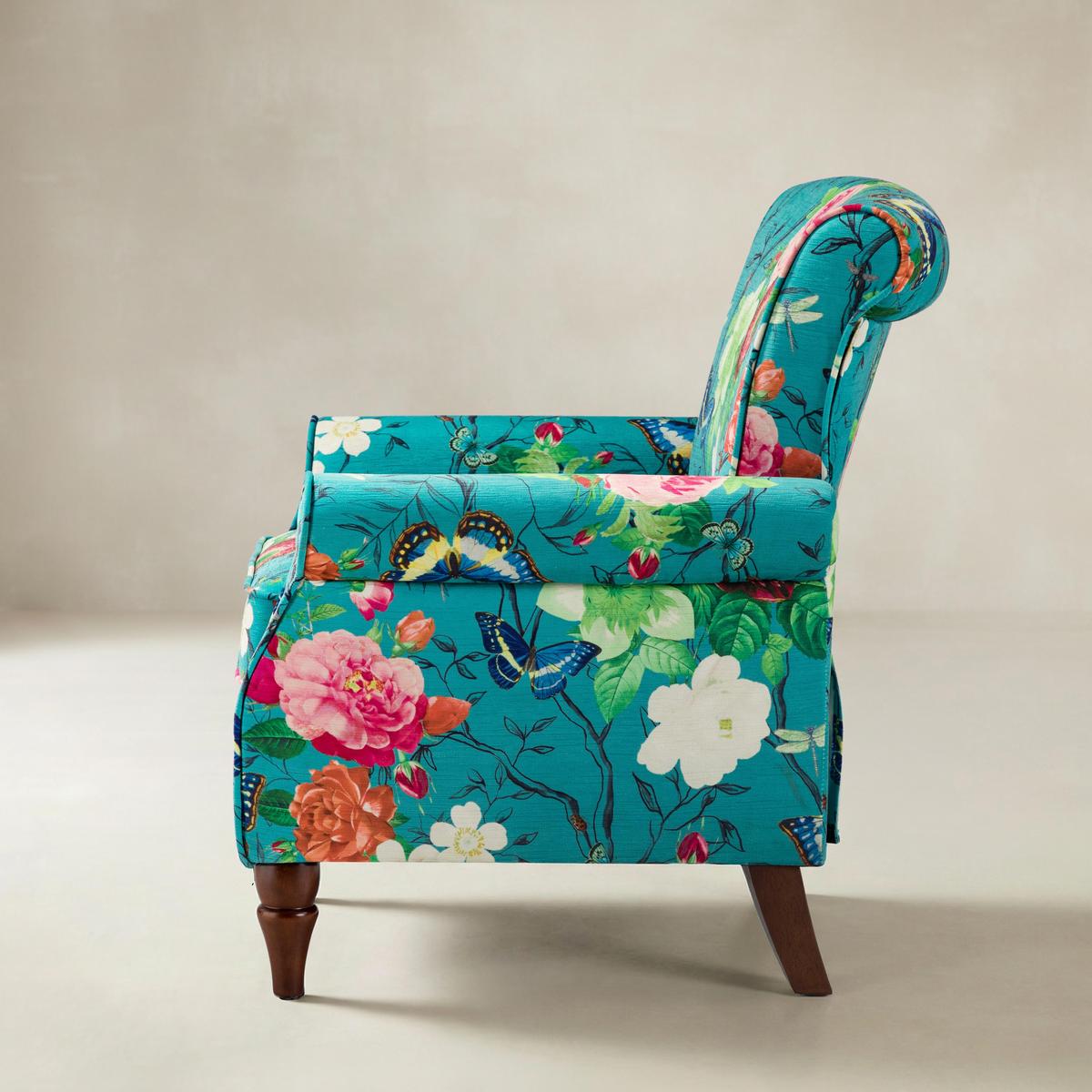 Artemisa Modern Floral Pattern Upholstered Wingback Armchair