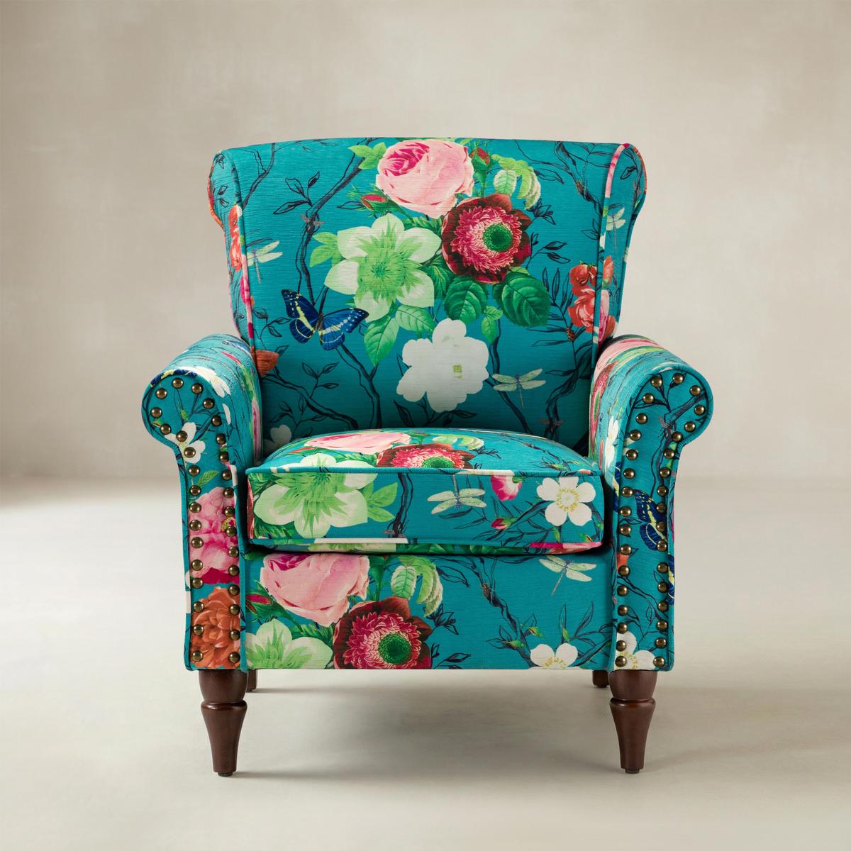 Artemisa Modern Floral Pattern Upholstered Wingback Armchair