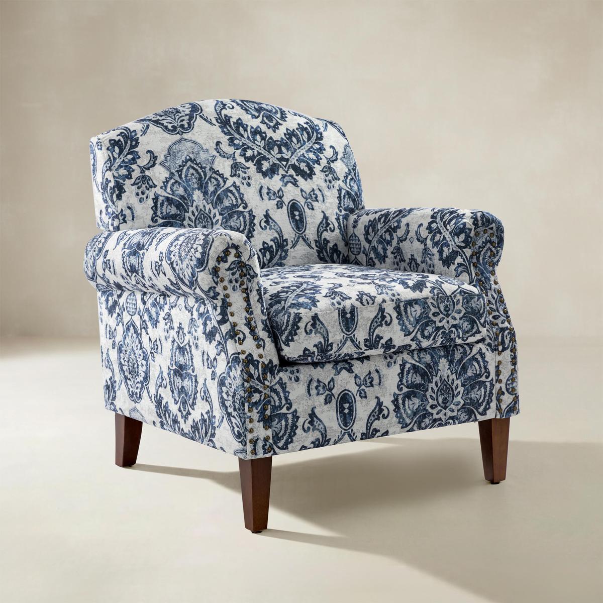 Matteo Floral Upholstered Accent Armchair with Nailhead Trim