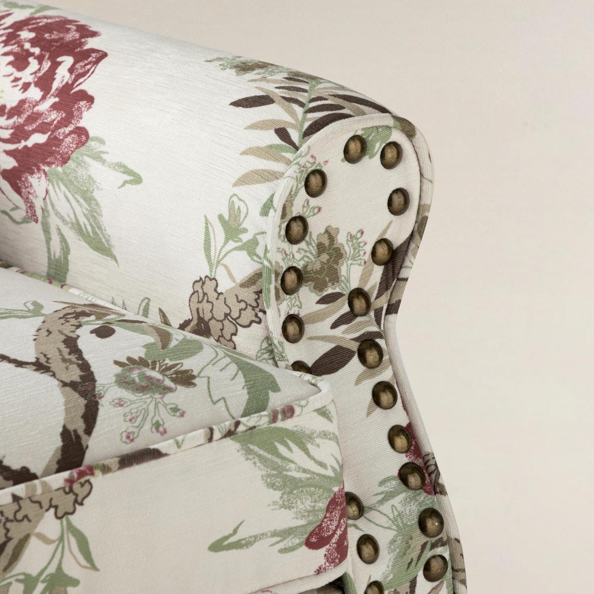 Floral Pattern Upholstered Wingback Armchair