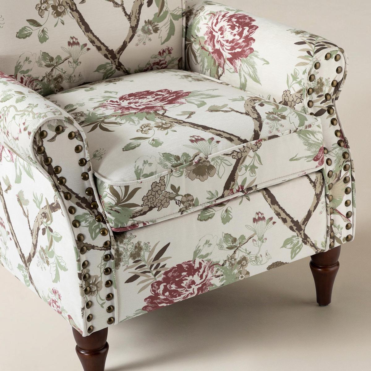 Artemisa Modern Floral Pattern Upholstered Wingback Armchair