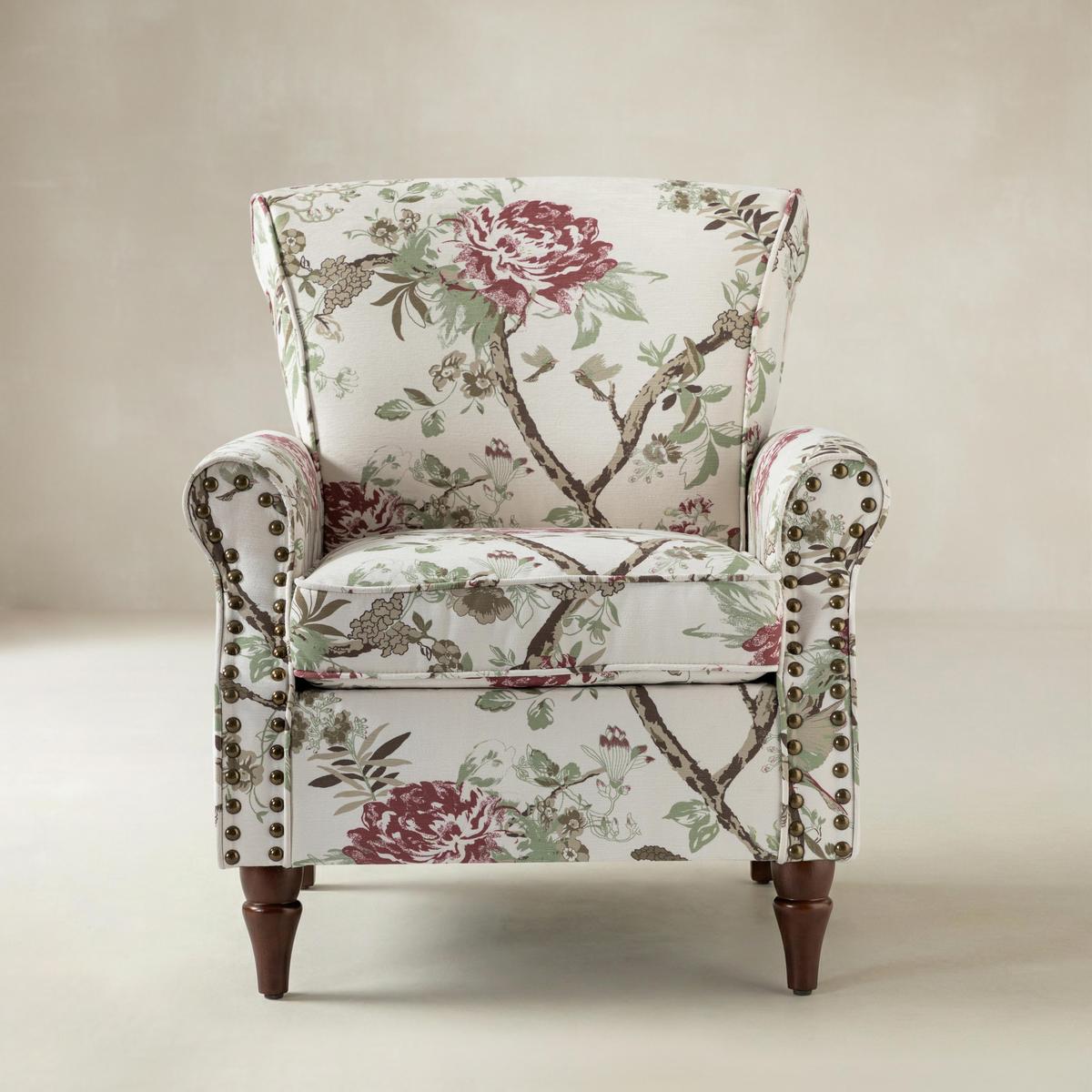 Artemisa Modern Floral Pattern Upholstered Wingback Armchair