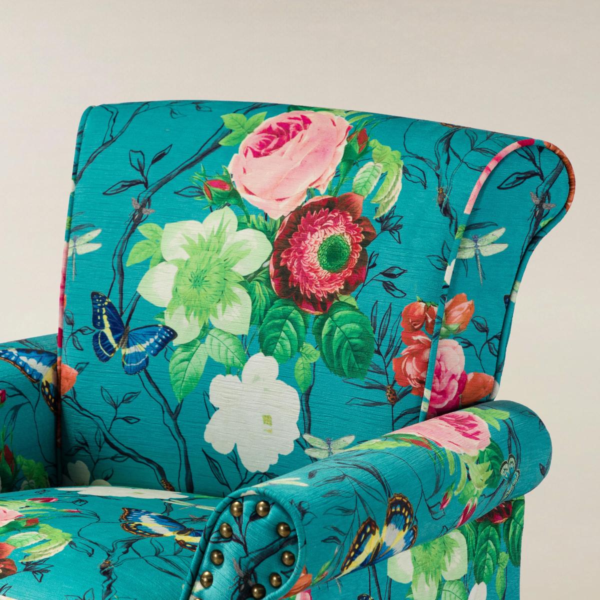 Artemisa Modern Floral Pattern Upholstered Wingback Armchair