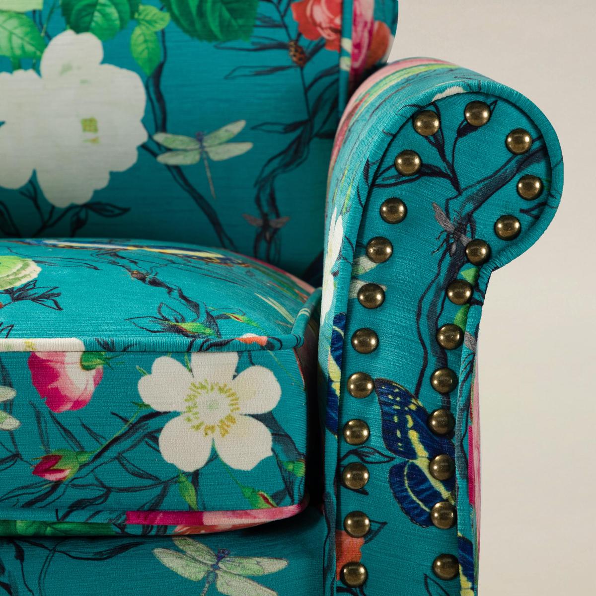 Artemisa Modern Floral Pattern Upholstered Wingback Armchair