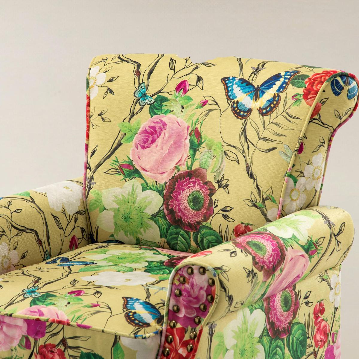 Artemisa Modern Floral Pattern Upholstered Wingback Armchair